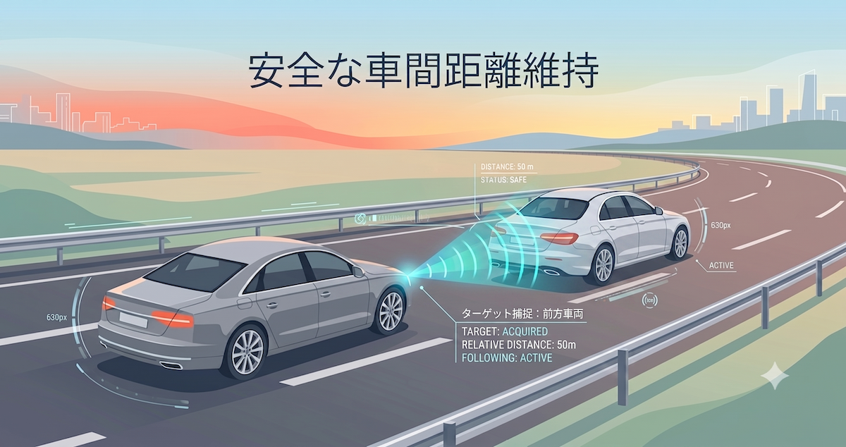 ミリ波レーダーとカメラで前車との距離を正確に保持するメカニズム
